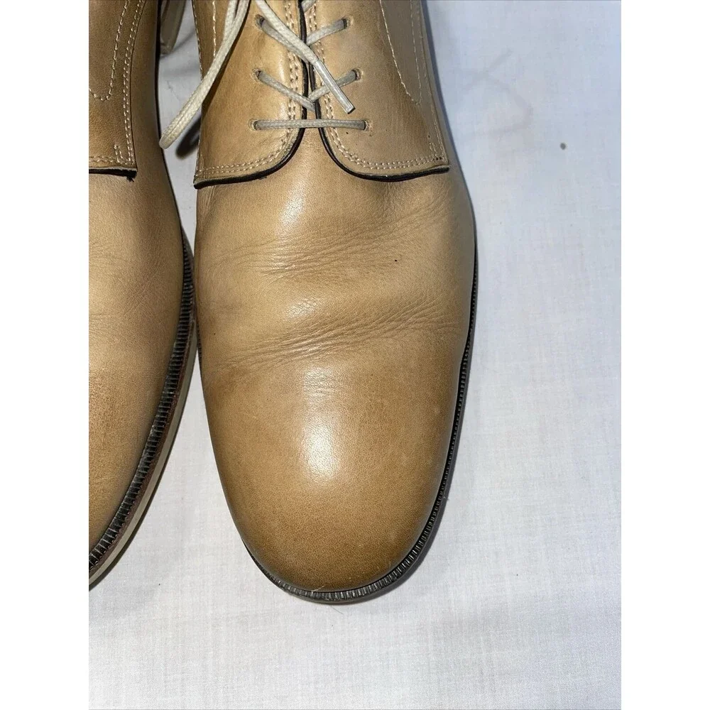 Johnston & Murphy Dress Shoes Mens Size 11 M Tan Leather Oxfords Round Toe Block